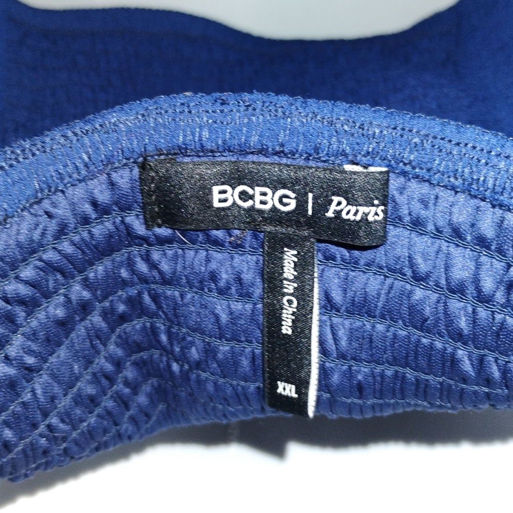 BCBG Paris Blue Gathered Back Puff Sleeve Bow Front Crop Top - Picture 3 of 12